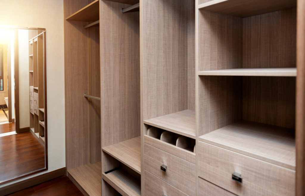 Empty storage room wardrobe cloakroom interior